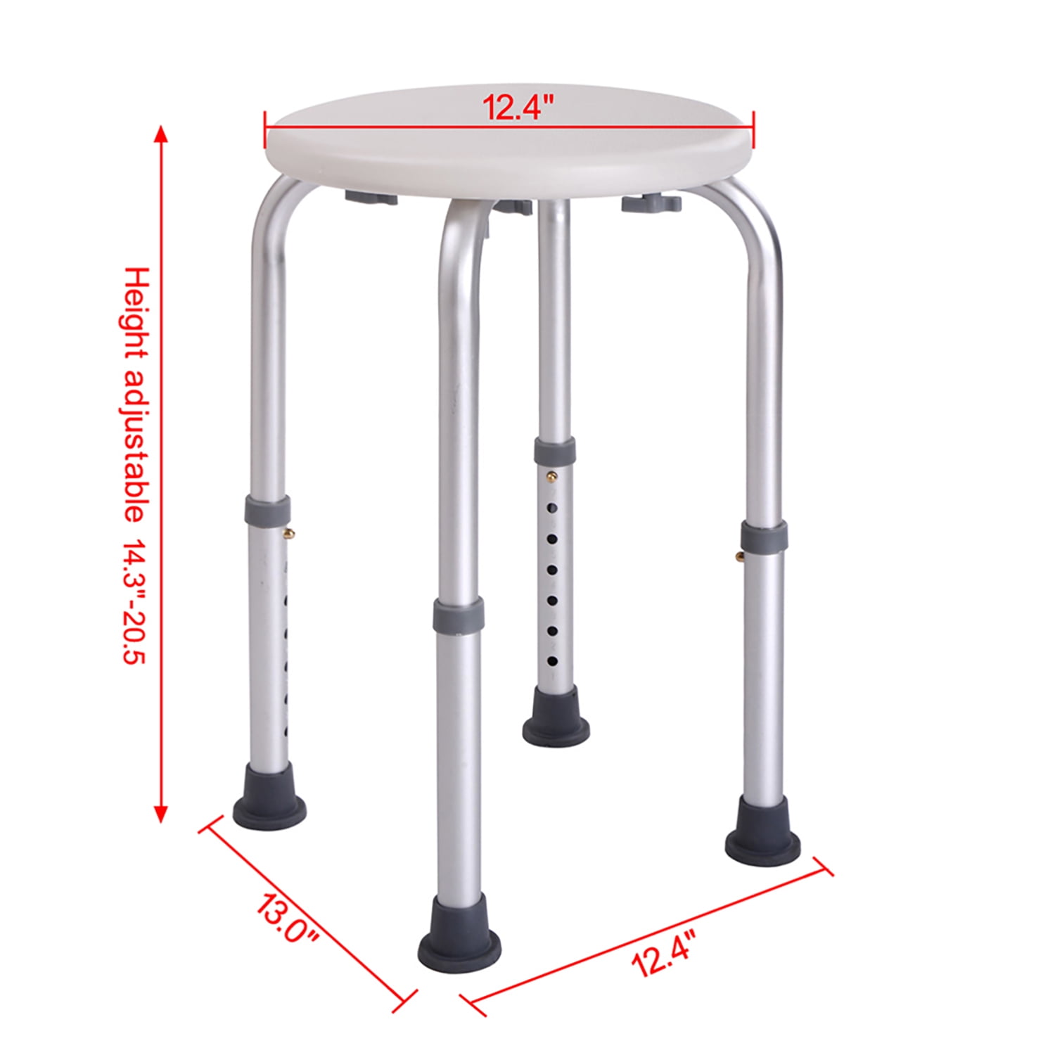 Kadyn Shower Stool Bath Bench with Adjustable Heights and Non-Slip Rubber for Safety and Stability, White