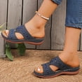 thumbnail image 2 of IEMIEMIEM Wedge Sandals for Women Casual Dressy Summer Slip On Womens Floral Slide Comfortable Walking Platform Sandals Navy 9 Wide, 2 of 7