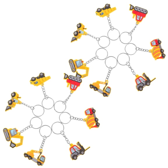 GETAJGHSD 12Pcs Plastic Construction Party Favor Key Rings with Excavator Bulldozer Design