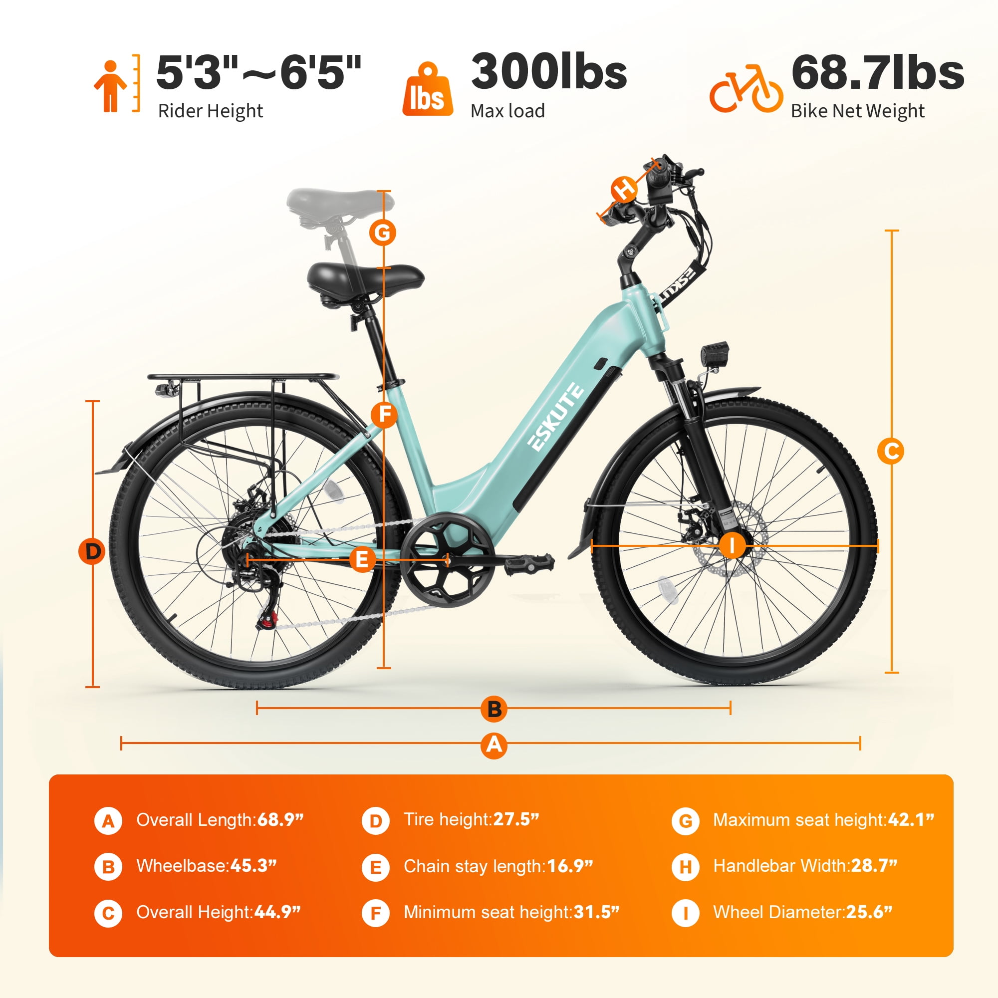 Electric Bike for Adults – 1300W Peak Motor, 28MPH, 840Wh Removable Battery, Up to 70-Mile Range, 26" Tires, 7-Speed Adjustable Stem, Step-Thru, Green
