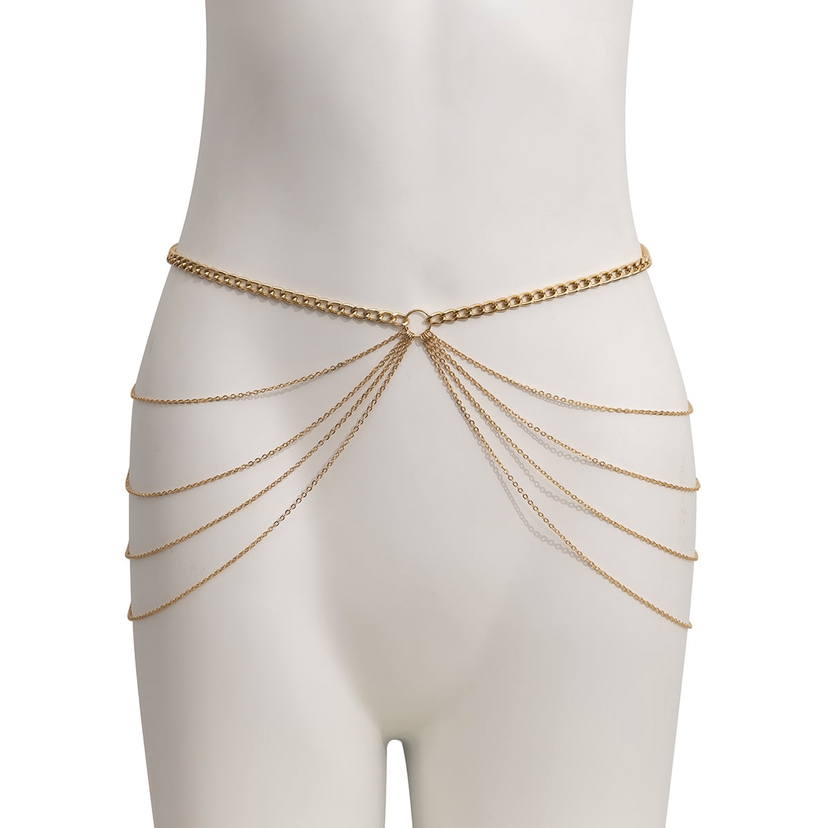 7384 Waist Chain For Women Metal Belt Tassel Belly Link (portrait Gold Women main image 3