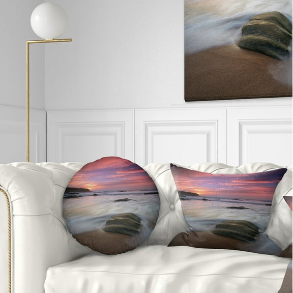 Designart Beautiful Guincho Beach in Portugal - Seashore Throw Pillow - 12x20