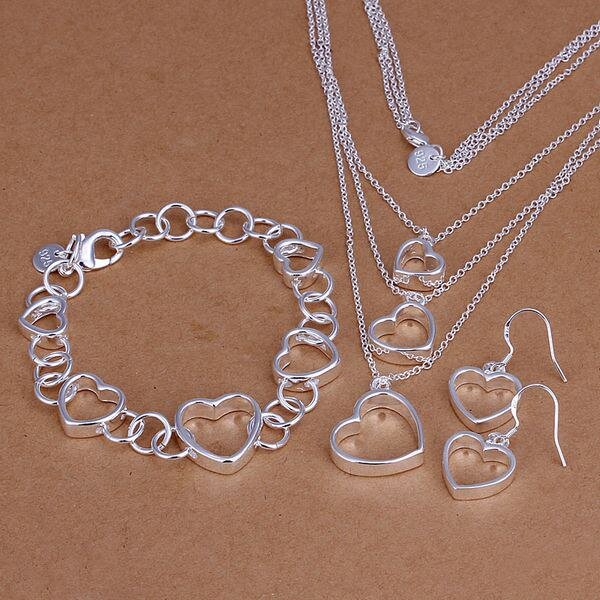 Plata de ley 925, algún modelo, regalo del Día de San Valentín, collar, pulsera, pendientes, conjuntos de joyería de moda para mujer, boda nupcial Tan Jianjun unisex