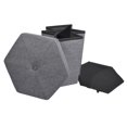 thumbnail image 3 of Traditional Elegance Collapsible Hexagon Storage Ottoman - Grey Linen 15x15x15, 3 of 3