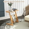 thumbnail image 4 of Patiojoy Z-shaped Side Table w/ Rattan Shelf Glass Top End Table w/ Magazine Rack Space-saving Sofa side Bedside Table, 4 of 9