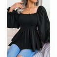 thumbnail image 4 of ZOELNIC Women's Peplum Tops Square Neck Ruffle Trim Long Sleeve Blouse Smocked Top Dressy Casual Shirts, XL, 4 of 6
