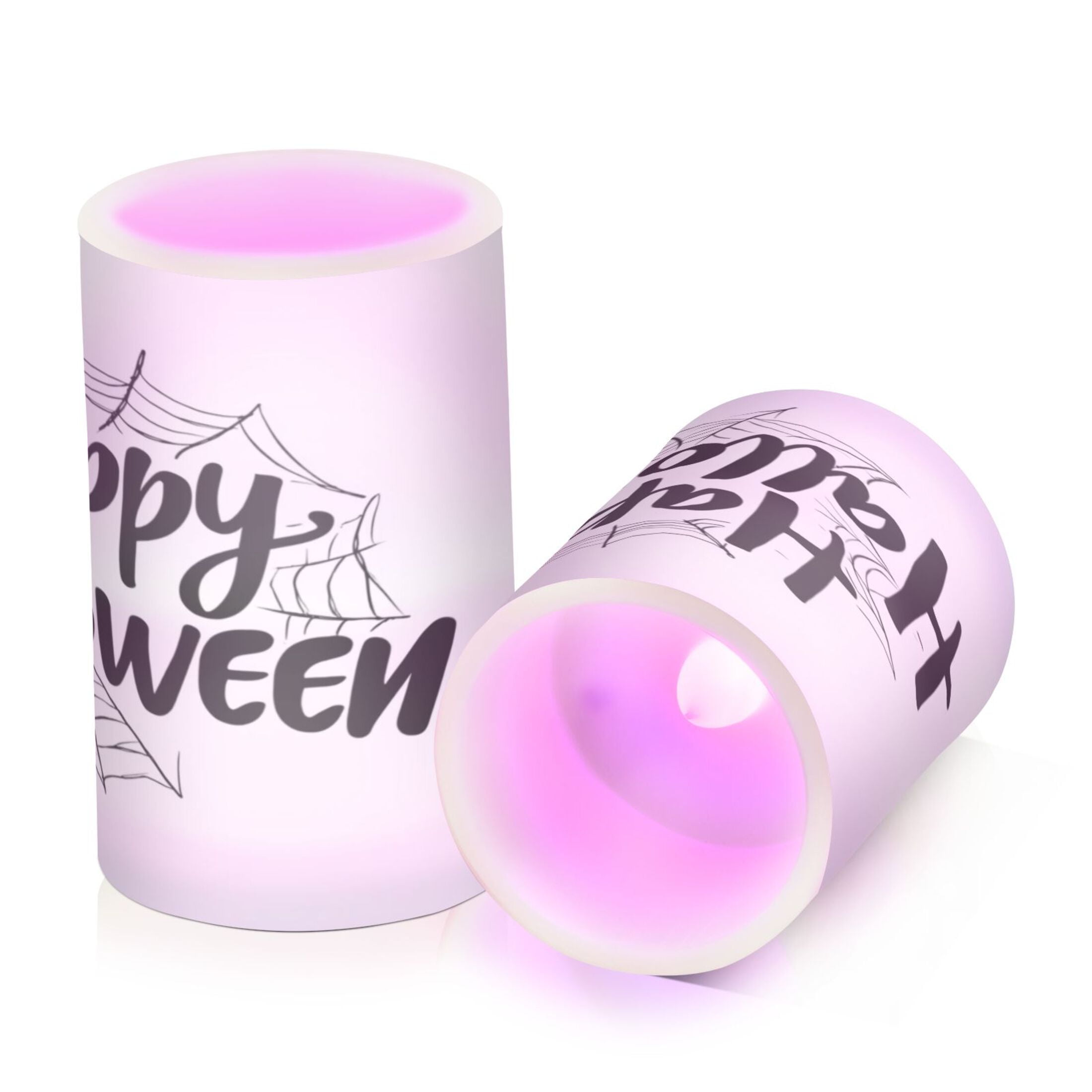 2 PCS Flameless Candles with Remote Timer LED Battery Operated Flickering Candle Light for Wedding Table Home Decoration Gifts Halloween Font and Spider Web