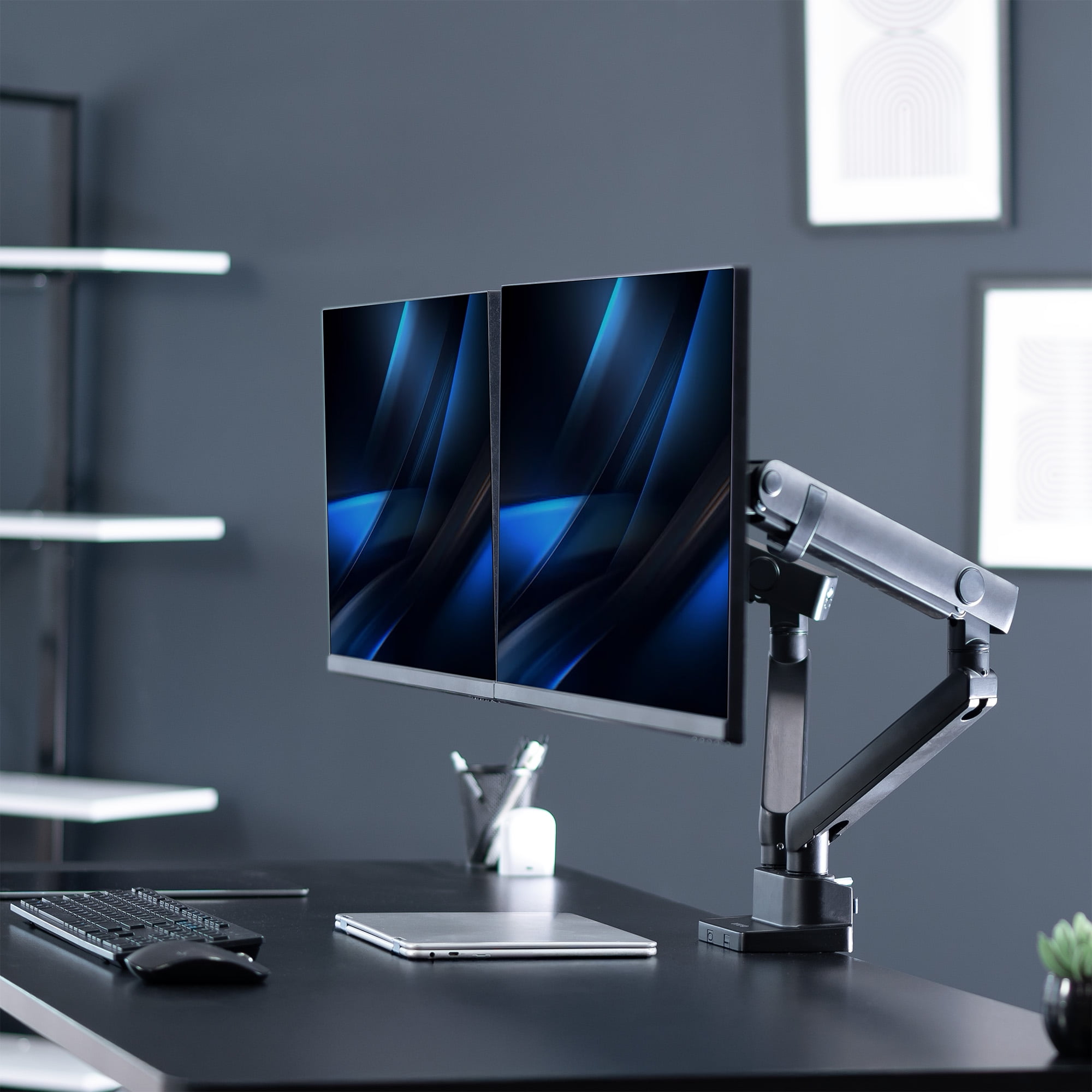 VIVO Premium Aluminum Full Motion Dual Monitor Lift Engine Arm Desk Mount Stand