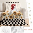 thumbnail image 5 of Sunflowers Rooster Blanket Soft Cozy Warm Throw Blanket for Couch, Plush Fuzzy Flannel Fleece Blankets for Sofa, Farmhouse Vintage Black White Plaid Bed Blankets Lightweight Gifts for Women, 40"x50", 5 of 9