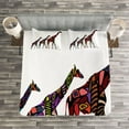 thumbnail image 3 of Ambesonne Zoo Quilted Bedspread Set 3 Pcs, Giraffes, King Size, Multicolor, 3 of 3