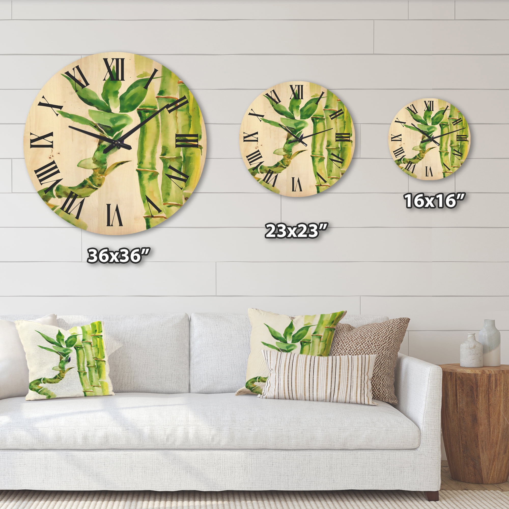 Designart 'The Forest of Bamboo Branches VI' Tropical Wood Wall Clock