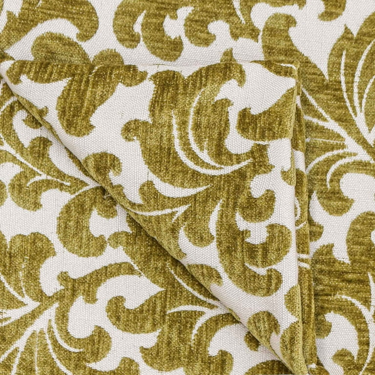 Geometric Chartreuse Velvet Fabric By The Yard, Jacquard Velvet Fabric in  2023