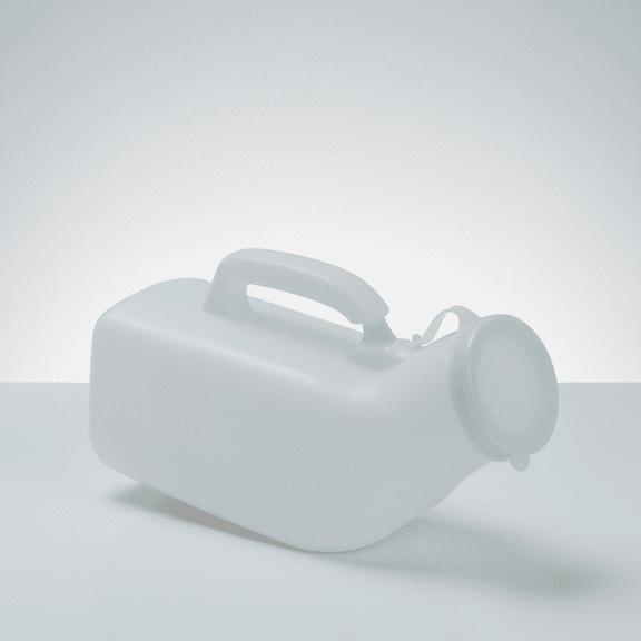 Portable Male Urinal Bottle 41oz Spill Proof with Handle and Lid for Bedridden Elderly Home Care Camping and Car Travel Use White