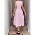thumbnail image 6 of Women'S High Waist Sleeveless Striped Solid Color Dress 2025 Summer New Style Dress Pink M, 6 of 7