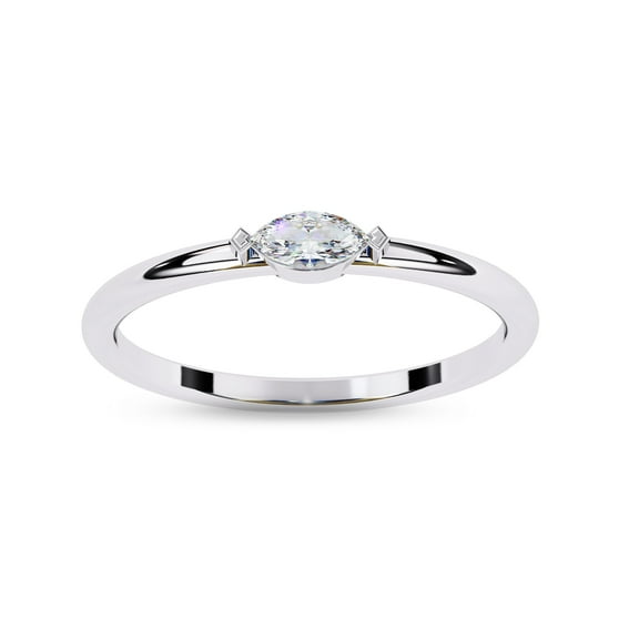 AFFY Solitaire Stackable Engagement Ring for Women, 1/10 Carat (ctw) Marquise Cut Lab Grown Diamond Promise Ring In 14K White Gold Over Sterling Silver F-G-H, SI Quality (0.10 ctw) Ring Size-4