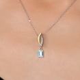 thumbnail image 3 of 925 Silver and 10K Yellow Gold Sky Blue Aquamarine and White Lab Grown Diamond Pendant Necklace for Women | 0.53 Cttw | Gemstone March Birthstone | Emerald Cut 6X4MM | With 18 inch Chain, 3 of 6