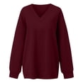 thumbnail image 5 of Liuinsasek V Neck Oversized Drop Soulder Sweatshirt for Women Solid Pullover Comfortable Top Fashion Casual Long Sleeve Winter clothes, 5 of 8