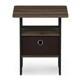 thumbnail image 4 of Furinno Andrey End Table Night Stand with Bin Drawer, Columbia Walnut/Dark Brown, 4 of 6