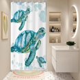 thumbnail image 3 of Beach Nautical Sea Turtle Theme Fabric Shower Curtain Sets Ocean Family Bathroom Decor with Hooks Waterproof Washable 36 x 72 inches White Blue and Green, 3 of 6