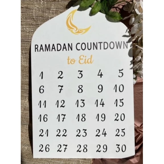 Ramadan Acrylic Calendar | Dry Erase & Magnetic Ramadan Calendar | Wooden Days of Ramadan