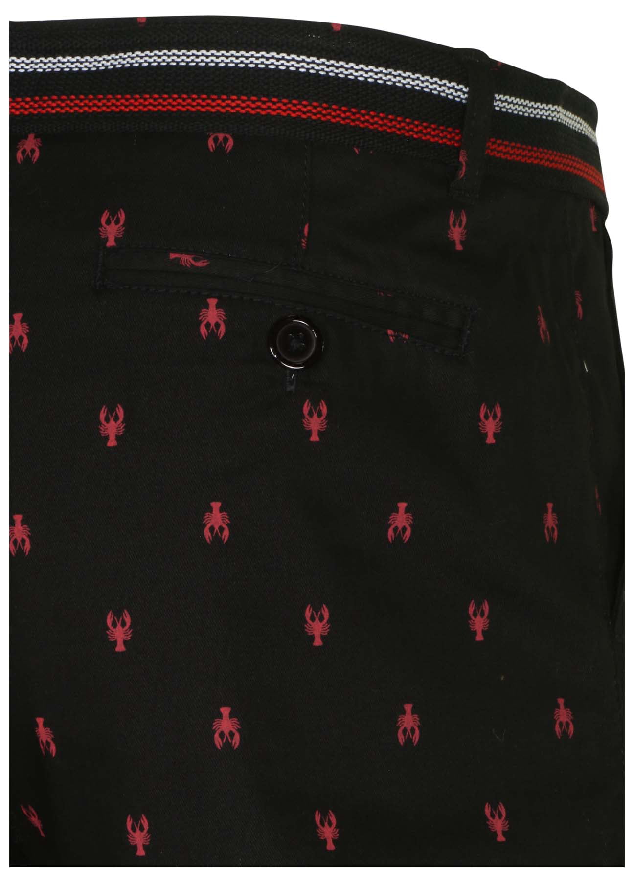 9 Crowns Men's Summer Print Belted Chino Shorts 