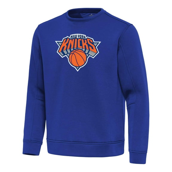 Men's Antigua Blue New York Knicks Relevant Pullover Sweatshirt