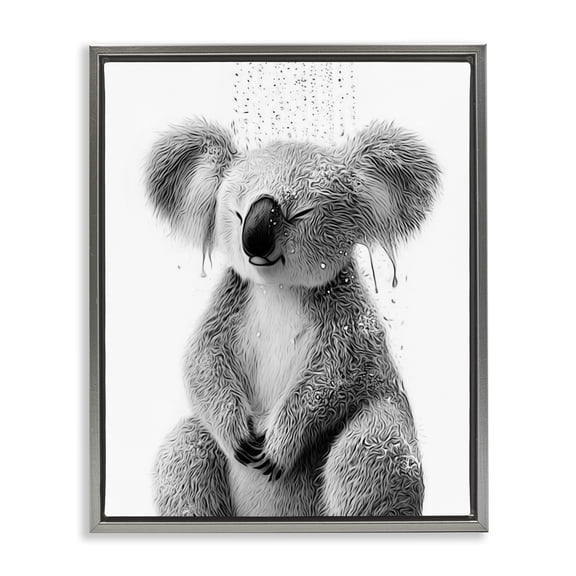 Stupell Industries Contemporary Koala Bathroom Splash Gray Floating Frame Canvas Art, 17 x 21, by Annalisa Latella