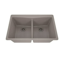 33" x 22" Quartz Kitchen Sink, Double Bowl Sink, Drop-in Sink, Undermount Sink, Granite Kitchen Sink, Galaxy Concrete Kitchen Sink by Lexicon Platinum LP-800TM-C-SO