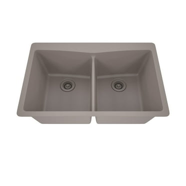 33" x 22" Quartz Kitchen Sink, Double Bowl Sink, Drop-in Sink, Undermount Sink, Granite Kitchen Sink, Galaxy Concrete Kitchen Sink by Lexicon Platinum LP-800TM-C-SO