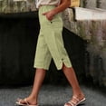 thumbnail image 2 of Long Shorts for Women Linen Capri Pants Womens Plus Size High Elastic Waisted Cropped Pants with Pockets Summer Capris for Women 2026, 2 of 6