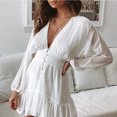 thumbnail image 2 of Fridja Robe pour Femmes Taille Haute en Mousseline Unie à Manches Longues, 2 of 9