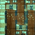 thumbnail image 1 of Ahgly Company Machine Washable Indoor Square Abstract Turquoise Blue Contemporary Area Rugs, 3' Square, 1 of 4