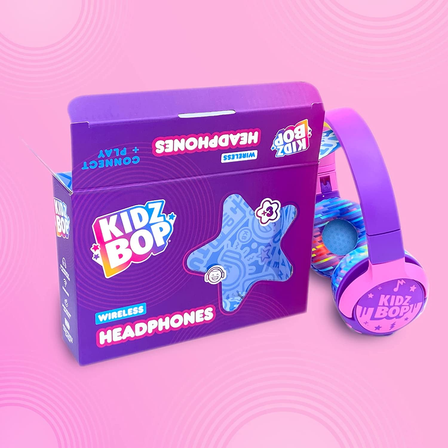 Move2Play Kidz Bop Bluetooth Headphones for Kids | Hi-Def Microphone & Speakers | 94dB Volume Limiting | Wireless | Adjustable | School Use | Gift 3 4 5 6 7 8+ Year Old Girls Boys