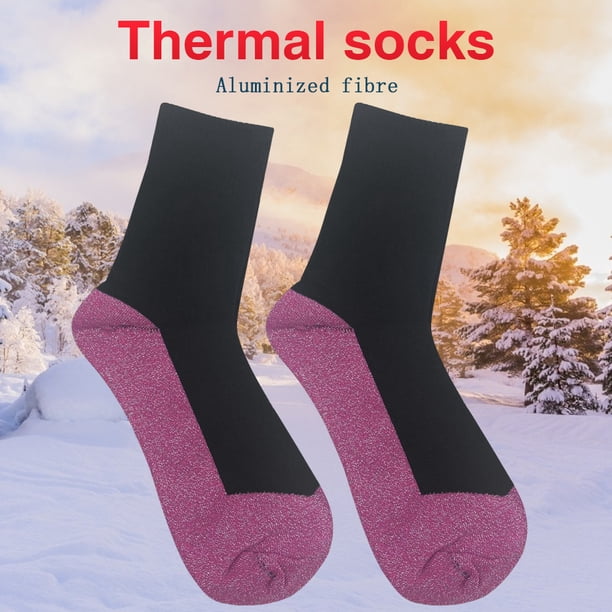 Calcetines de fibras aluminizadas Aislamiento de fibra de calor debajo de los calcetines deportivos de esquí (rosa)
