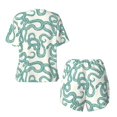 thumbnail image 5 of Qekee Hand Drawn Snake Women's Pajama Set Short Sleeve Sleepwear Summer Home Wear with Pockets Soft Short Sleeve Shirt - Hand Drawn Snake, 5 of 9