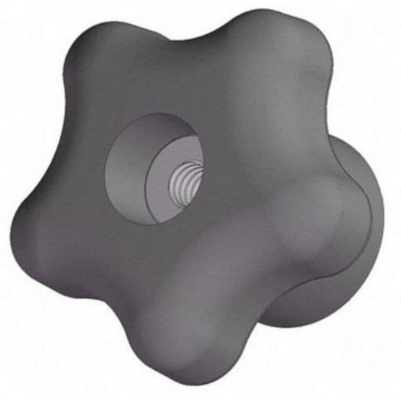 Star Knob, 1/4-20 Thread Size, 1.125"L, Thru Tap, Steel