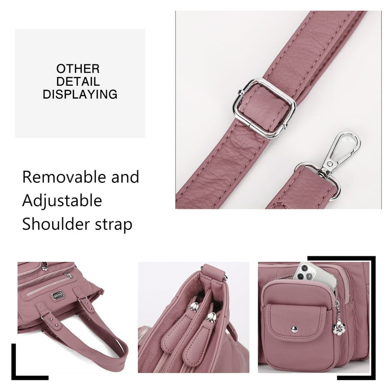 KL928 Women Large Purses Shoulder Bag top Handle Satchel Bag for Work Travel with 2 Straps Pink