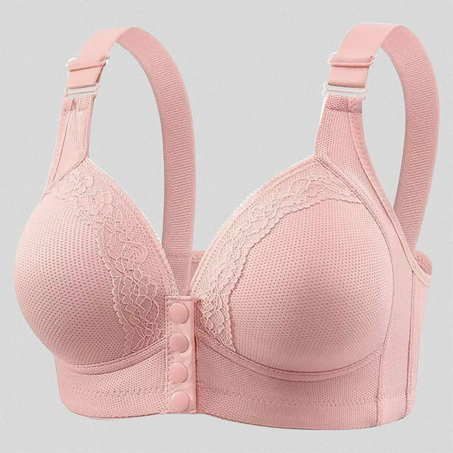 HUITKMM Womens Bra Women's Solid Color Lace Pattern Front Buckle Non Underwire Tank Top Bra 2349