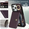 thumbnail image 6 of Allytechgroup iPhone 15 Pro Max Wallet Case, Ring Holder Stand Cards Slots Shockproof Retro Flip Back Cover Phone Case for Apple iPhone 15 Pro Max, Purple, 6 of 7
