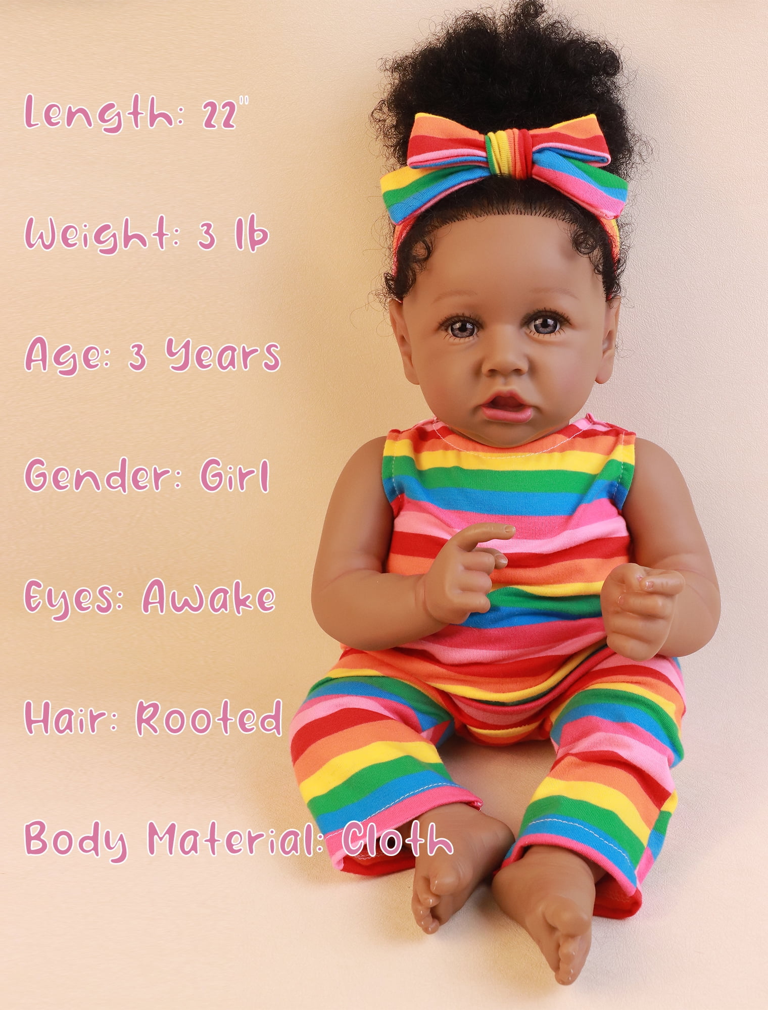 Takanini Reborn Baby Dolls African American Silicone Limbs Realistic Baby Doll with Soft Body Birthday Gift