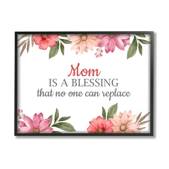 Stupell Industries Floral Mom Appreciation Botanical & Floral Painting Black Framed Art Print Wall Art, 14 x 11