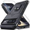 thumbnail image 1 of KOMI Case Compatible with Google Pixel 9/9 Pro Built in Slide Camera Lens Cover+Screen Protector+Finger Ring Holder Kickstand,Heavy Duty Shockproof Full Body Protective Phone Cover, Black, 1 of 5