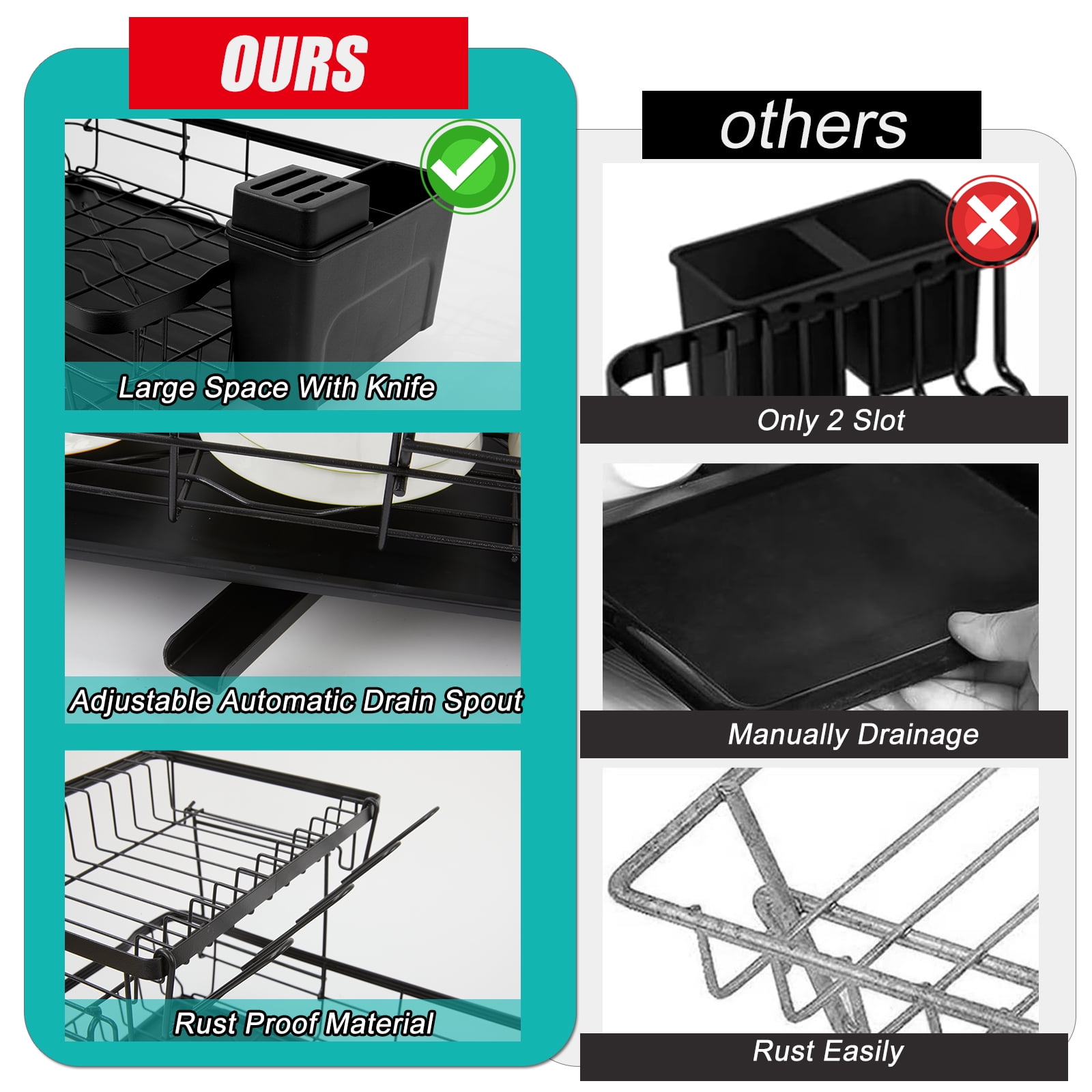Dish Drying Rack, Dish Rack，Dish Drainers，Kitchen Accessories，Dish Racks with Drain Board，Large Dish Drying Rack，Dish Rack Over The Sink，Drying Rack Kitchen
