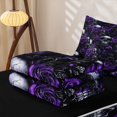 thumbnail image 6 of Homewish Halloween Horror Skull Zipper Twin Comforter Sets with Fitted Sheet and 2 Pillowcases,Goth Romantic Rose Zipper Bedding Set,Purple,Black Reversible,4pcs, 6 of 8
