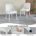 thumbnail image 4 of Round Dining Table Set for 2, 31.5"White All-Metal Tulip Base with 2 Soft Fabric Cushioned Chairs for Kitchen, Café, Apartments, Small Spaces, 4 of 6