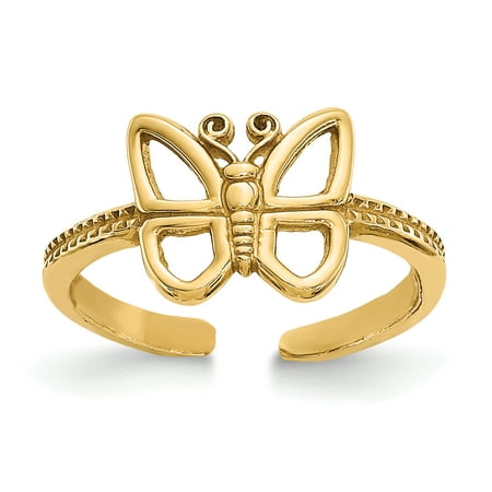 Primal Gold 14 Karat Yellow Gold Butterfly Toe Ring