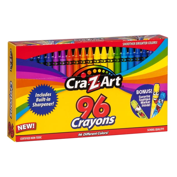 Cra-Z-Art 96 Count Crayons, Bulk Pack with Built-in Sharpener