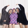 thumbnail image 5 of Pink Purple Checkered Pattern Blanket Hoodies for Kids 6-13YR Oversize Wearable Blanket Hoodies for Boys Girls Teens, 5 of 7