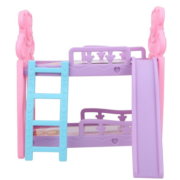 KOMBIUDA Cama Individual Mini Con Dosel De Encaje Para Muñecas De 30 Cm – Mueble Realista Para Casa De Muñecas, Estimula La Imaginación