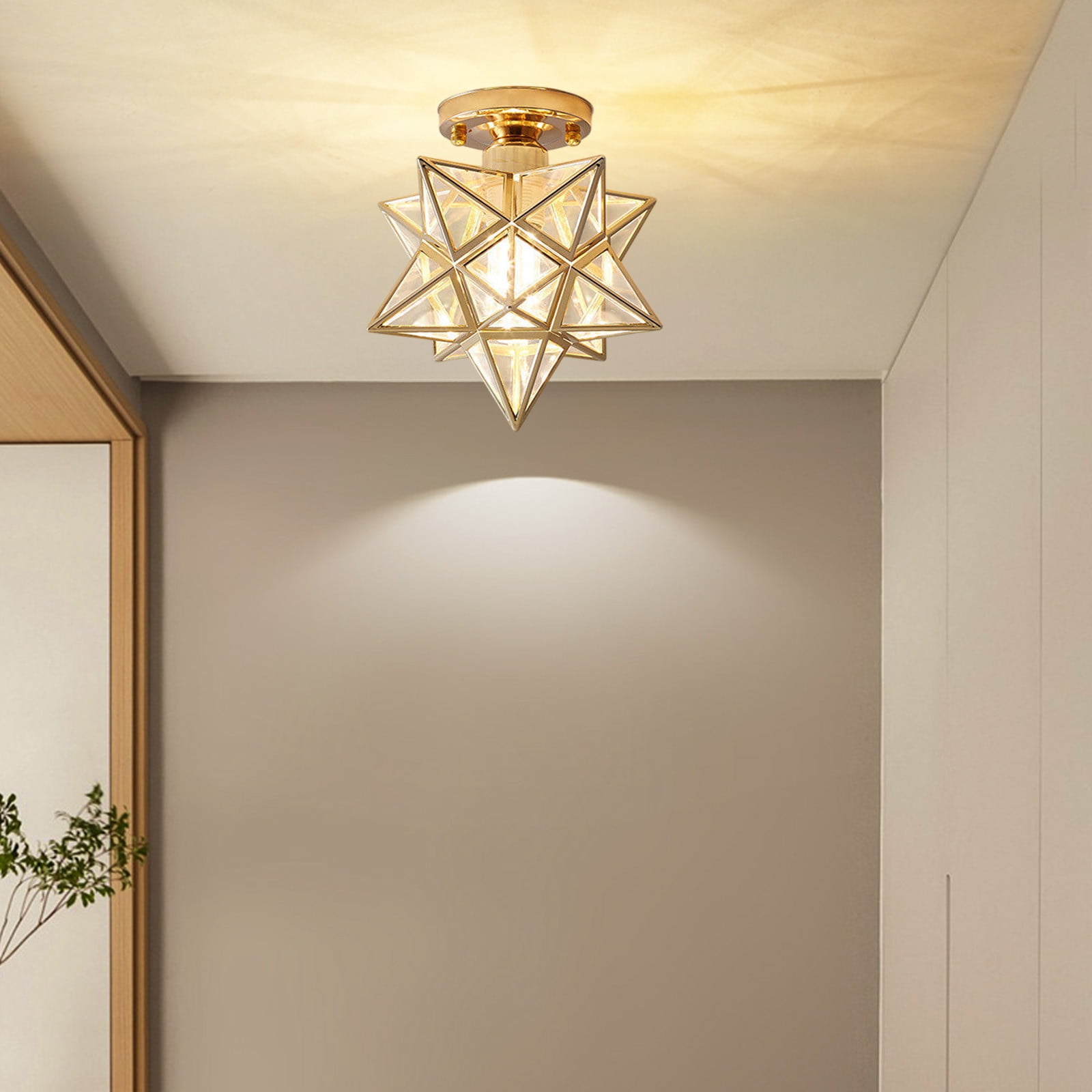 Feltree Five-Pointed Star Crystal Ceiling Light for Hallway, Balcony, Entryway with Easy Installation - Modern Decorative Lamp